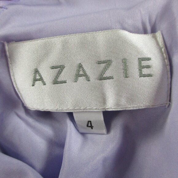 Azazie Favia Lilac A Line Dress Girls 4 Off the Shoulder Matte Satin Flower Girl - Picture 5 of 9